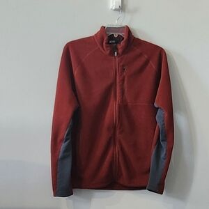 Eastern Mountain Sports Mens Burgandy and Gray Fleece Jacket Excellent Condition